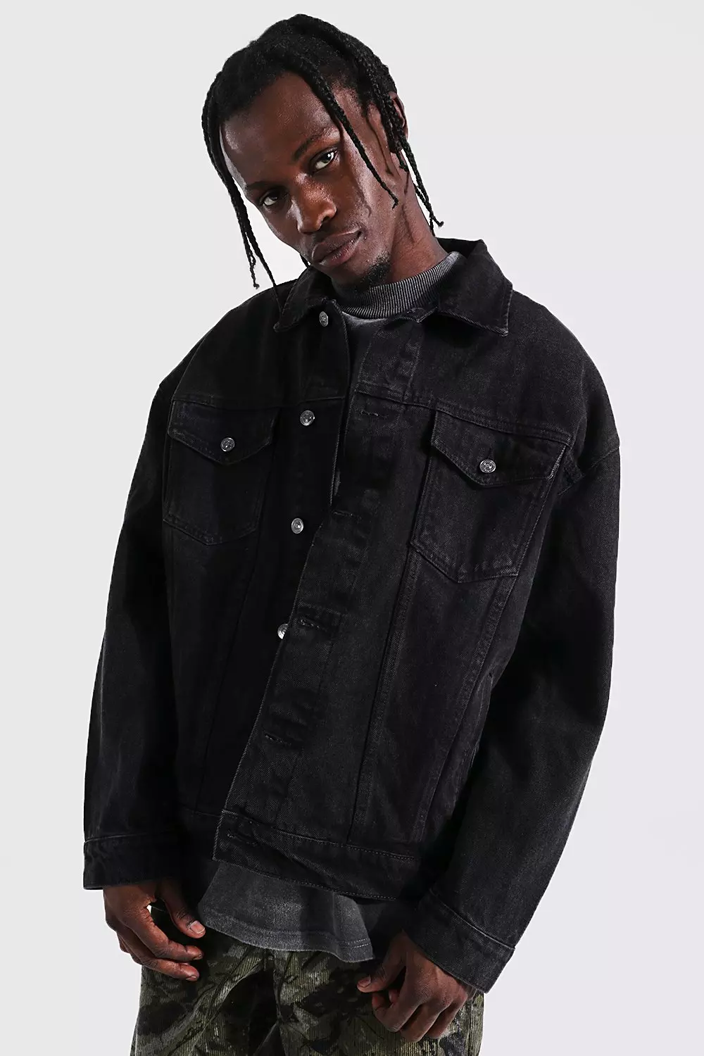 Veste en jean online noir oversize